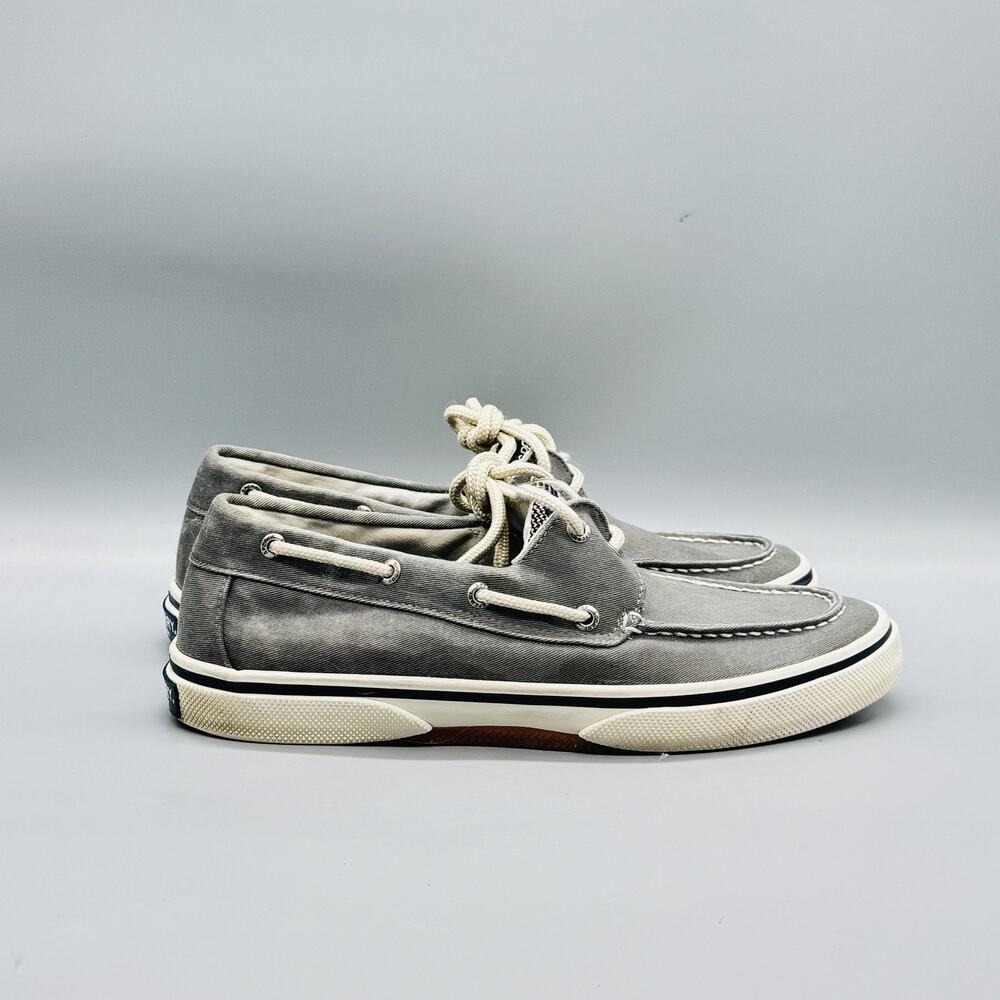 Sperry Shoes Mens 9.5 Gray Canvas Top Sider Boat Deck Moc Toe Casual Comfort